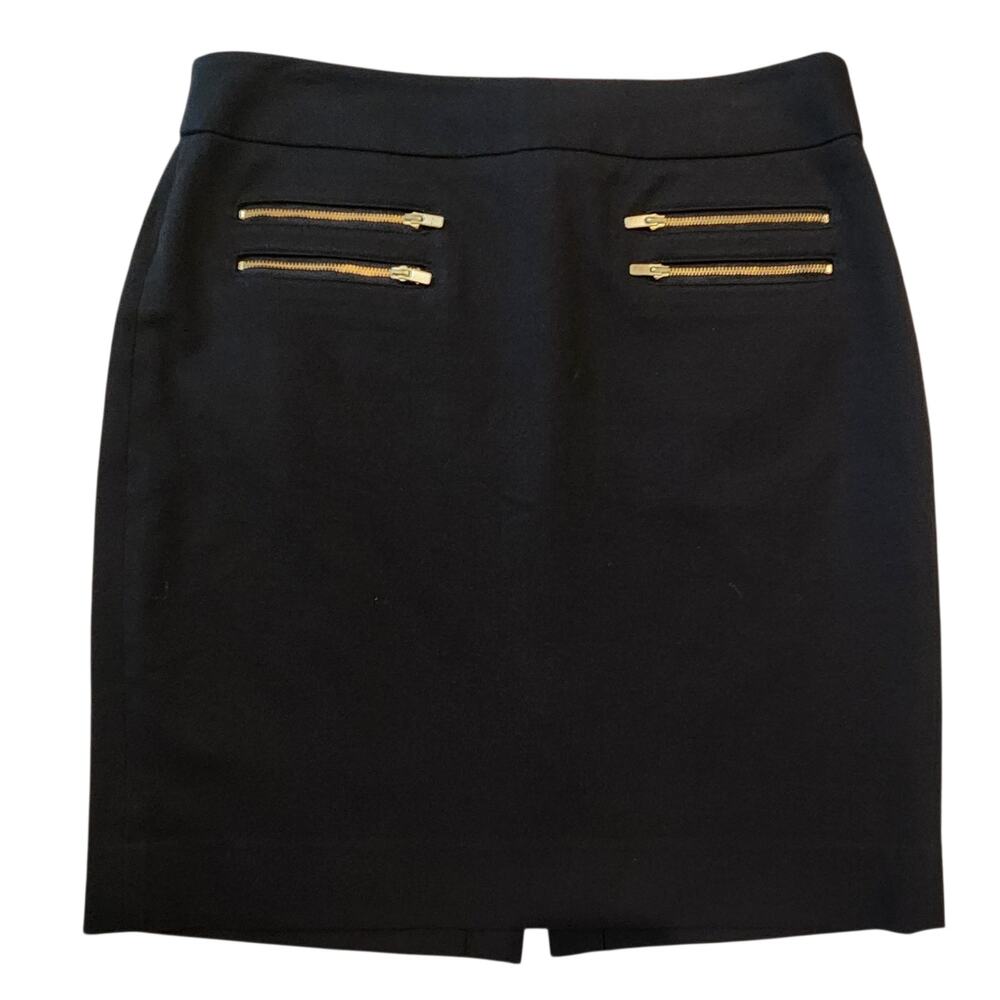 Banana Republic Pencil Skirt Sloan Fit Gold Zippers, black, 20" length Size 8